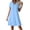 Sky Blue, variant on Horkkom Linen Dress Women Short Sleeve Mini Solid Color Summer Dresses Loose Vacation Casual Dresses, S-2XL