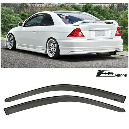 Extreme Online Store for 2001-2005 Honda Civic 2Dr Coupe Models | EOS Visors Tape-On Style JDM Smoke Tinted Side Vents Window Deflectors Rain