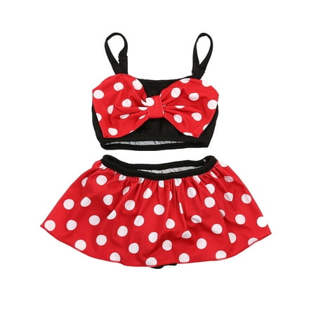

JYYYBF Toddler Baby Girl Swimwear Bowknot Dot Swimsuit Bathing Suit 2Pcs Bikini Set Outfits Summer Red1-2 Years