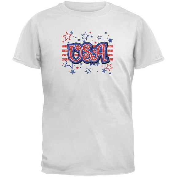 4th of July USA Stars White Youth T-Shirt - Youth Large