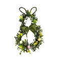 thumbnail image 2 of Easter Bunny Shaped Wreath 11.8 x 7.9 Inch for Front Door Hanging Window Display, Green Leaves Bow and Rabbit Ears Spring Decoration, Plastic Wreath for Indoor Outdoor, 2 of 6