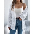 thumbnail image 5 of Open Front Cardigan - Women's Oversized Long Sleeve Knit Sweater, Fashion Cutout Detail Cover-Up | Baberdicy | Women's Long Sleeve Cable Knit Cardigan Sweaters Oversized Open (White | S), 5 of 8