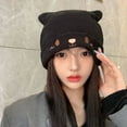 thumbnail image 4 of Yirtree Women Men Girls Boys Teens Cute Cat Ear Knit Cable Rib Hat Cap Beanie Slouchy Soft Cold Resistant Cozy Autumn Winter Women Beanie Cap for Outdoor, 4 of 8