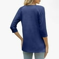 thumbnail image 7 of 3/4 Length Sleeve Womens Tops Loose Casual Raglan V-Neck Henley Tshirts Trendy Fall Basic Dressy Button Comfy Tunic Blouses, 7 of 7