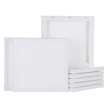 Uxcell 8 Pcs Stretched Canvas, 8x8" Artist Boards 9/13" Profile Cotton Panels,White