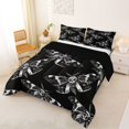 thumbnail image 2 of Homewish Gothic Skull Moth Full Size Comforter Sets,Spooky Halloween Bedding Comforter Set,White Black,Black Reversible,3-Piece,1 Comforter and 2 Pillowcases, 2 of 7
