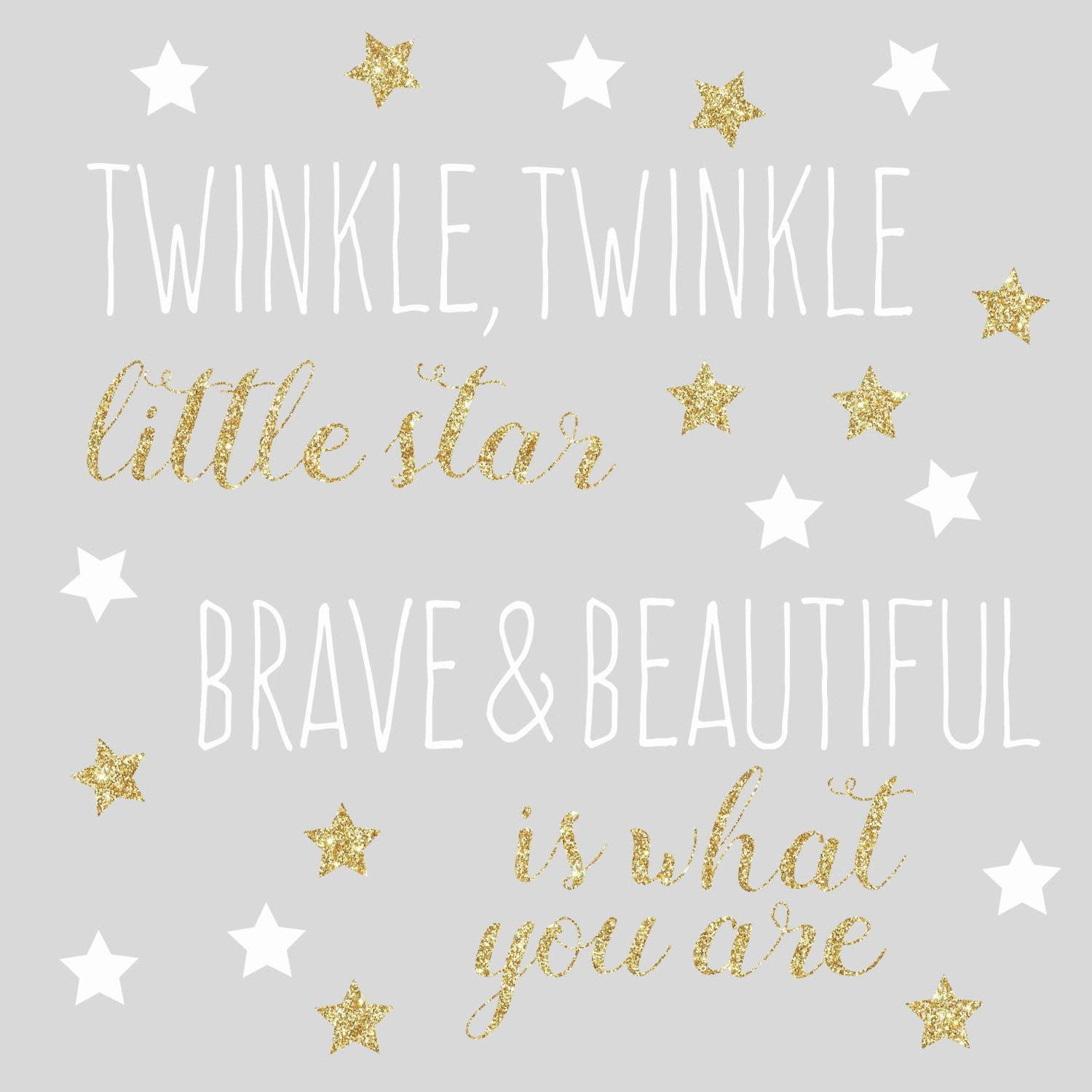 RoomMates Twinkle Twinkle Little Star White and Gold Quote Peel and Stick  Wall Decals with Glitter, 14