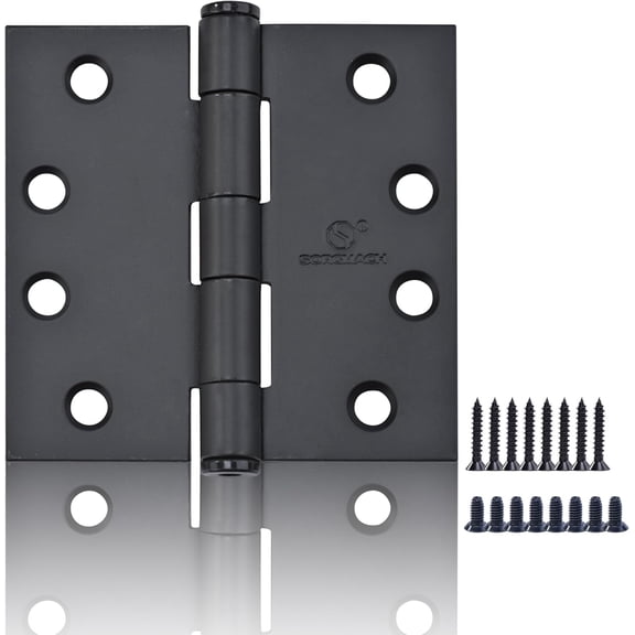 3 Pack 4in Black Door Hinges Stainless Steel Hinges Interior Door Hinges Black Matte with Square & Round Corners Perfect for Heavy-Duty Front & Back Door, Antirust & No Squeaks