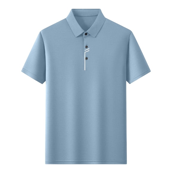 COSFO Short Sleeve Men's Polo Shirts Golf Blue Work Shirt Business Slim Fit Casual Collared Pullover Tops
