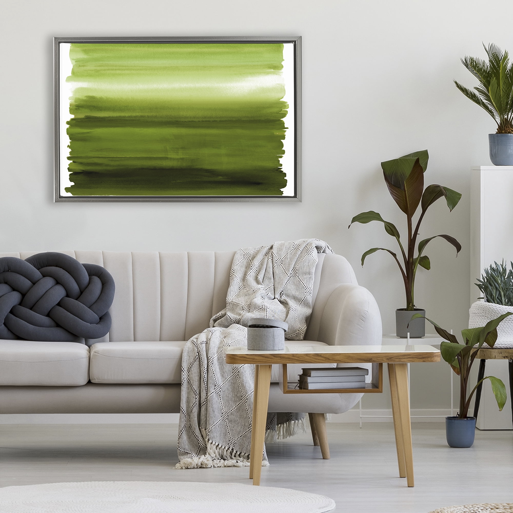 Stupell Industries Ombre Green Gradient Gray Framed Floater Canvas Wall Art, design by Allie Corbin