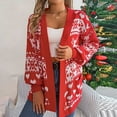 thumbnail image 2 of larppty Women's Christmas Cardigan Soft Pocketed Long Sleeves Casual Knitted Xmas Open Front Cardigans Lightweight Sweaters (Red, S), 2 of 8