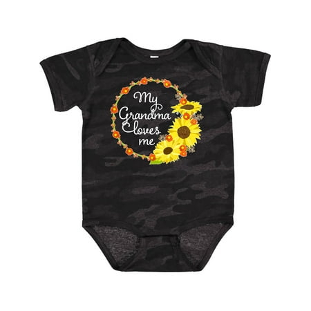 

Inktastic My Grandma Loves Me with Sunflower Wreath Gift Baby Boy or Baby Girl Bodysuit