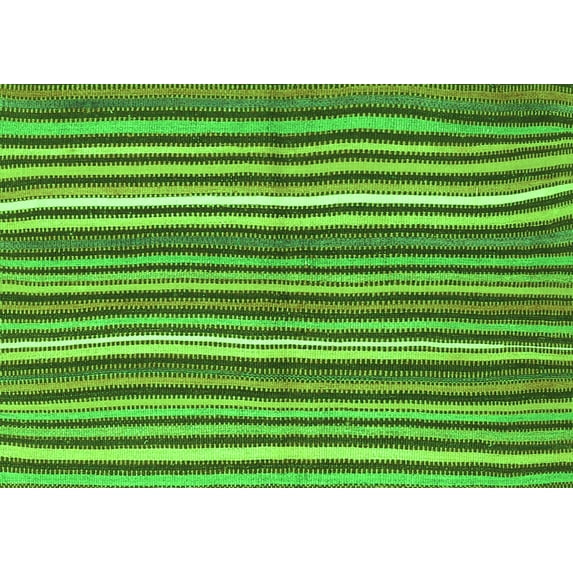 Ahgly Company Indoor Rectangle Abstract Green Contemporary Area Rugs, 5' x 7'