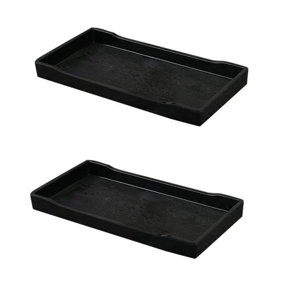 2pcs Serving  Wooden Breakfast Tea Bed Tray Platter Black