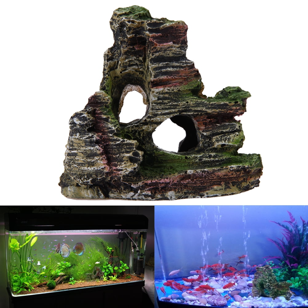 Mountain View Aquarium Hiding Rockery Cave Tree Fish Tank Ornament Decoration 