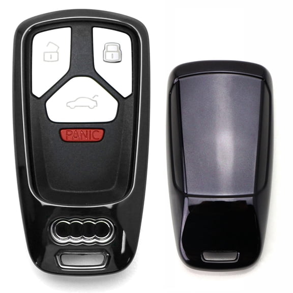 Chrome Finish Black TPU Key Fob Protective Cover Case For 2017-up Audi A4 A5 Q7, 2016-up Audi TT 3-Button Smart Key