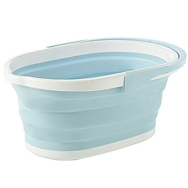 Cubo plegable con asa Contenedor de agua plegable portátil Cubo que ahorra espacio Irfora Azul