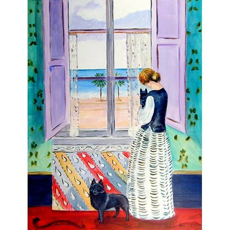 Caroline's Treasures Lady with her Schipperke 2-Sided Garden Flag