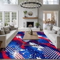thumbnail image 4 of Independence Day Washable Living Room Rugs 6'x9', Abstract Red Blue White Mottled Painted Dots Low Pile Throw Large Area Rug Non-Slip Sturdy Edge Binding Carpet for Dining Room Kitchen Office, 4 of 9