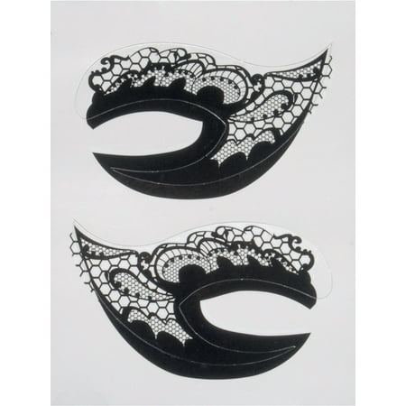 Sexy Fashionable Lace Design Eyes Temporary Tattoo, Black,