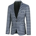 thumbnail image 4 of Cloudstyle Men's Slim Fit Smart Casual Plaid Single-Breasted One-Button Notch Lapel Blazer - Spring/Fall Wrinkle-Resistant Regular Length Round Hem, 4 of 11