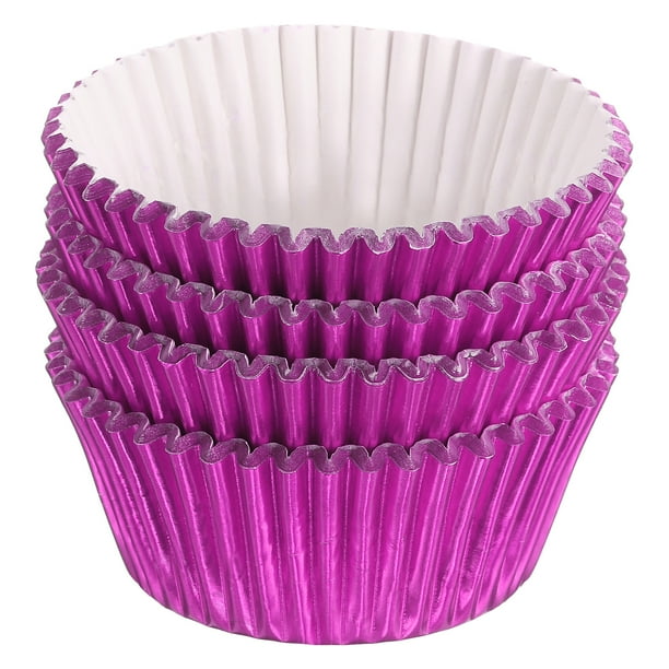 Forros de Cupcake de Papel de Aluminio Metálico para Hornear Cupcakes, 100Pcs Forros para Muffins, Rosa