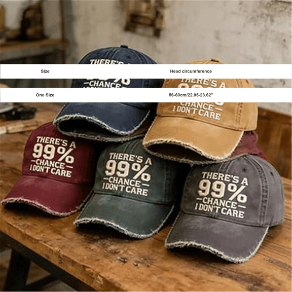 Baseball Caps Men AURORADY There’S A 99% Chance I Don’T Care Embroidered Dad Hat Adjustable Distressed Embroidered I Don’T Care Cap Baseball Caps, Black One Size Baseball Caps