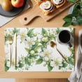 thumbnail image 2 of White Green Gardenia Placemats Set of 2, Spring Green Floral Leaf Wreath Flower Watercolor Non-Slip Place Mats Washable Table Mats for Kitchen Dining Table Decorations Indoor/Outdoor, 2 of 9