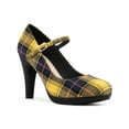 thumbnail image 1 of BLISSFUL STEP Women's Pump Plaid Platform Stiletto Heels Pumps Yellow 7, 1 of 7