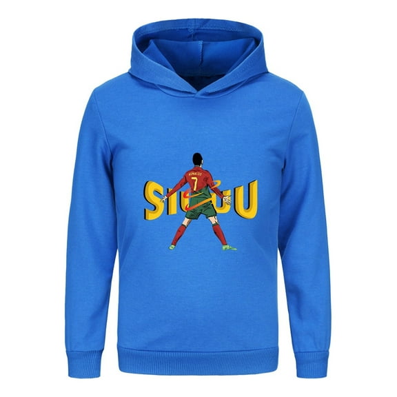 Ronaldo Kids Pullover Hoodie – CR7 Graphic Long Sleeve Sweatshirt, Boys Football Fan Apparel for Youth
