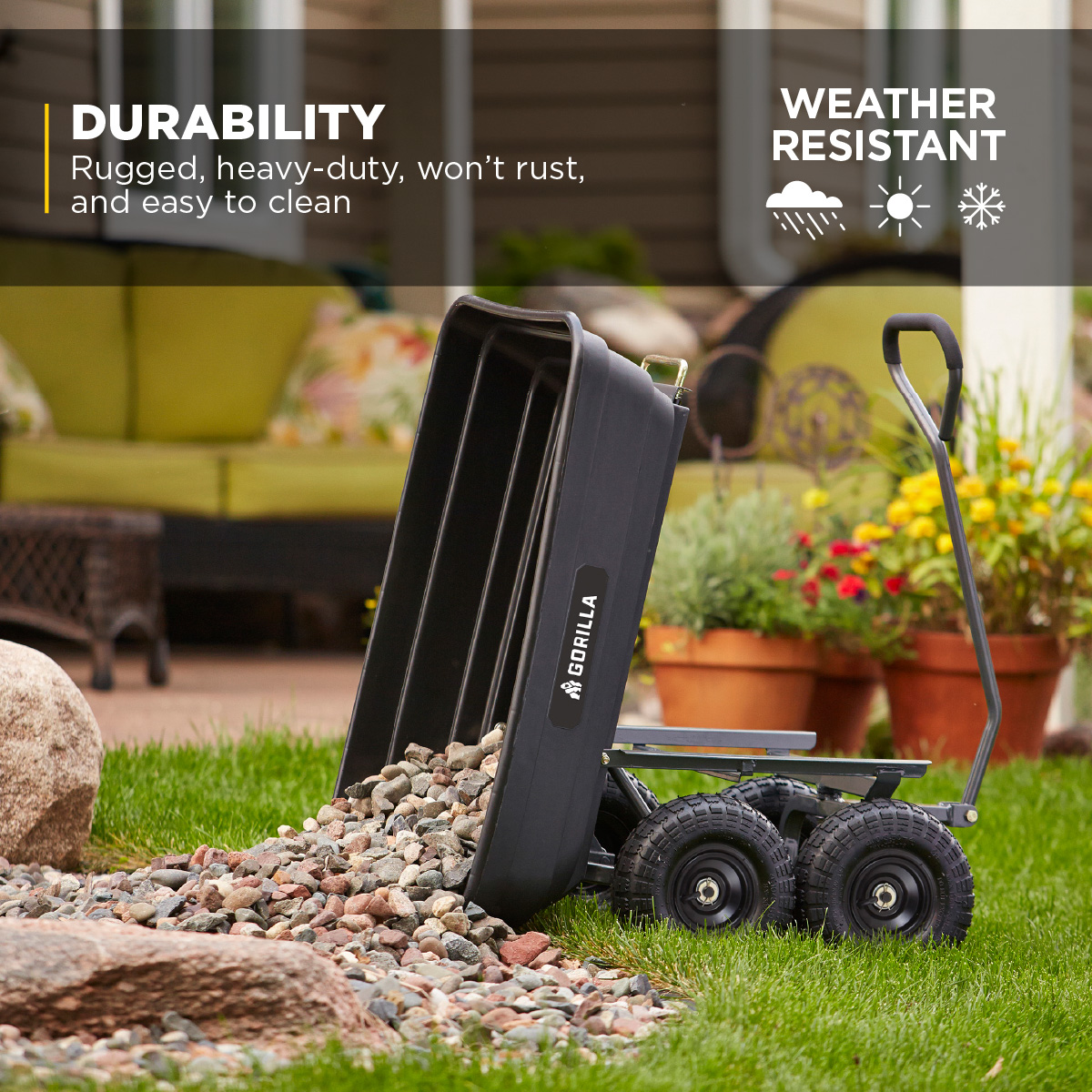 Gorilla Carts 4 Cu Ft Poly Garden Dump Cart, 600 Lb Capacity photo 5