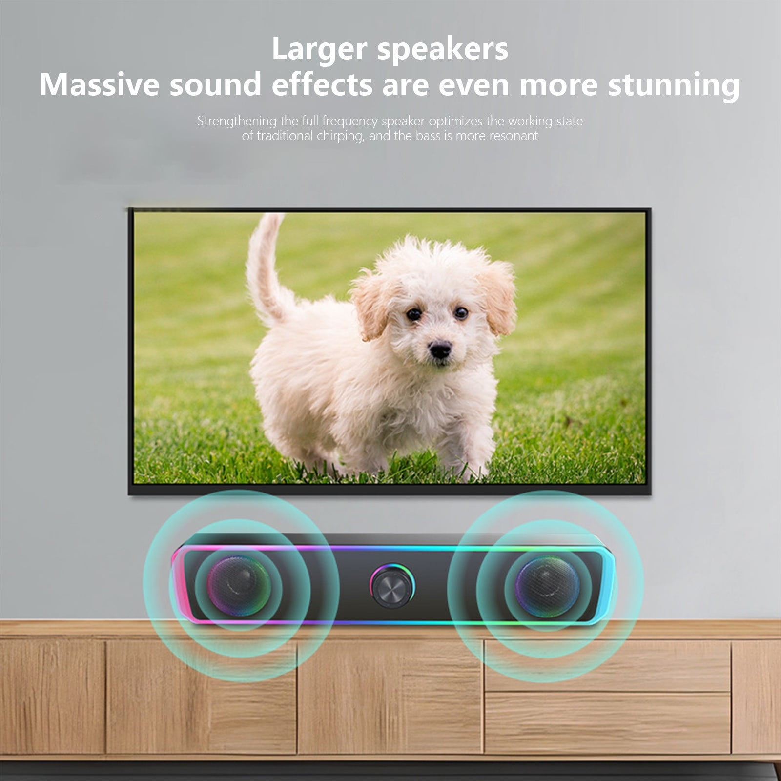Byujiro USB-Powered Desktop Computer Speakers, RGB Lights Desktop Computer Speakers Easy Volume Control Compact USB Speakers with Clear Audio for Home Office, Gaming