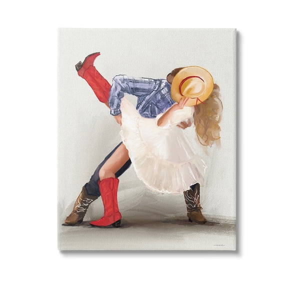 Stupell Industries Southern Couple Kiss Abstract Painting Gallery Wrapped Canvas Art Print Wall Art, 16 x 20
