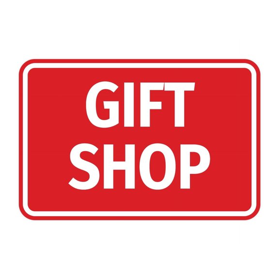 Signs ByLITA Classic Framed Gift Shop Door or Wall Sign Easy Installation | Office And Shop Decor | Bars And Restaurants Sign (Red) - Large