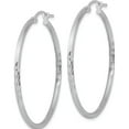 thumbnail image 2 of Sterling Silver Rhodium-Plated 2mm Polished/Satin Diamond-Cut Hoop Earrings (43 X 41) Made In Mexico qe4421, 2 of 5