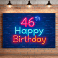 thumbnail image 7 of Neon Style 46th Birthday Banner Background Party Decoration Backdrop Photography Props for Birthday Party Celebrations Happy Birthday Decor for Photo Booth Setups, 7 of 7