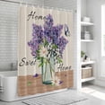 thumbnail image 5 of Polyester Fabric Purple Lavender Shower Curtain, Spring Floral Daisy Butterfly Leaves Beige Waterproof Bathtub Curtain Bathroom Decor Set with Hooks 48 x 72 Inches, 5 of 6