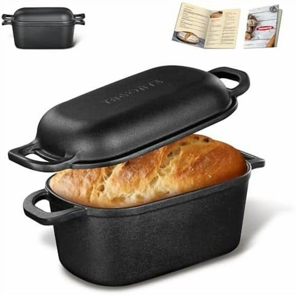 4.6 Quart Oval Dutch Oven for Bread Baking, Cast Iron Sourdough Bread Pan with Lid, Bread Loaf Pan for Homemade Bread