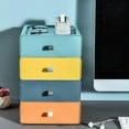 thumbnail image 3 of FNGZ Home Textile Storage Storage Container Plastic Office Desktop Storage Boxes Makeup Organizer Storage Box Blue, 3 of 3