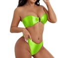 thumbnail image 1 of B91xZ Ensemble de Bikini String Triangle pour Femmes Rétro Halter Froncé Taille Haute Bikini avec Bas, Vert L, 1 of 5