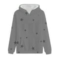 thumbnail image 3 of Women's Star Print Hooded Sweatshirt with Pocket, Long Sleeve Graphic Pullover for Casual Streetwear, Comfy Lounge Wear, and Everyday Fashion Grey L, 3 of 3