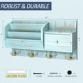 thumbnail image 2 of Key Holder Wall Mount with Mail Sorter - Decorative Mail and Key Organizer for Wall with Hooks and Drawer Organizer - Ideal Storage Solution for Home Improvement (Distressed Blue), 2 of 12