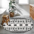 thumbnail image 4 of Black White Boho Round Area Rugs Collection 3.3', Vintage Abstract Art Ethnic Tribe Non Slip Indoor Circular Throw Runner Rug Floor Mat Carpet for Living Room Dining Table Bedroom Nursery, 4 of 9