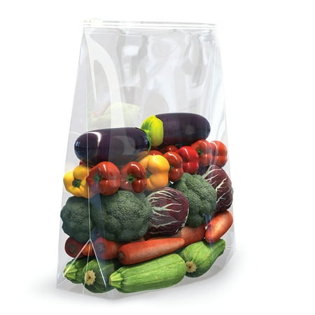Zipper Storage Bags with Resealable Zipper Top and Expandable Bottom - 13X 15, 10 Pack
