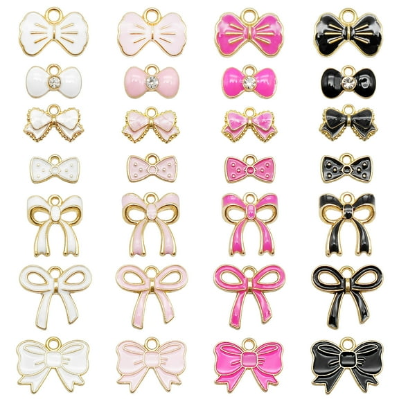 56PCS Mixed Lots Bowknot Charms Enamel Bow Tie Pendant for Jewelry DIY Making Findings Crafts