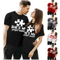 thumbnail image 1 of Chandails Mignons pour Couples Assortis de la Saint-Valentin, T-Shirt Décontracté à Manches Courtes à Col Rond, Blouse Ample à Imprimé de Lettres, T-Shirt Confortable, Doux et Respirant, Blouse pour Lui et Elle, Tee Rouge TG, 1 of 5