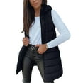 thumbnail image 6 of Womens Down Vest Jackets Mid-length Warm Lightweight Full Zip Hooded Cotton Puffer Coat Winter Fall Outwear (XL, Black), 6 of 8