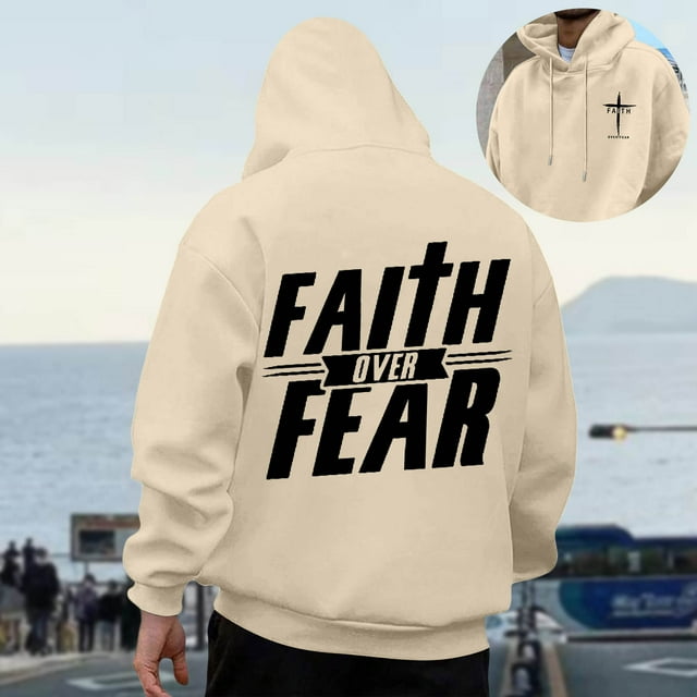 MHFRRA Sudadera con Capucha para Hombre, de Manga Larga, Informal, con Diseño Estampado, para Otoño E Invierno, Cómoda para Uso Diario, para Senderismo Al Aire Libre Beige