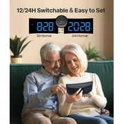 Mpow Digital Alarm Clock for Bedrooms, Large Numbers, Easy to Set Digital Clock with Modern Curved Design, 6 Levels Brightness, 3 Alarm Tones & 2 Volume, 9min Snooze, Battery Backup, 12/24H