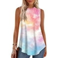 thumbnail image 2 of Xyxonk Womens Tank Tops Loose fit Plus Size Casual Work Round Neck Tank Tops Cute Tie Dye Print Sleeveless Summer Shirts Beach Vacation Clothes Pink XL, 2 of 5